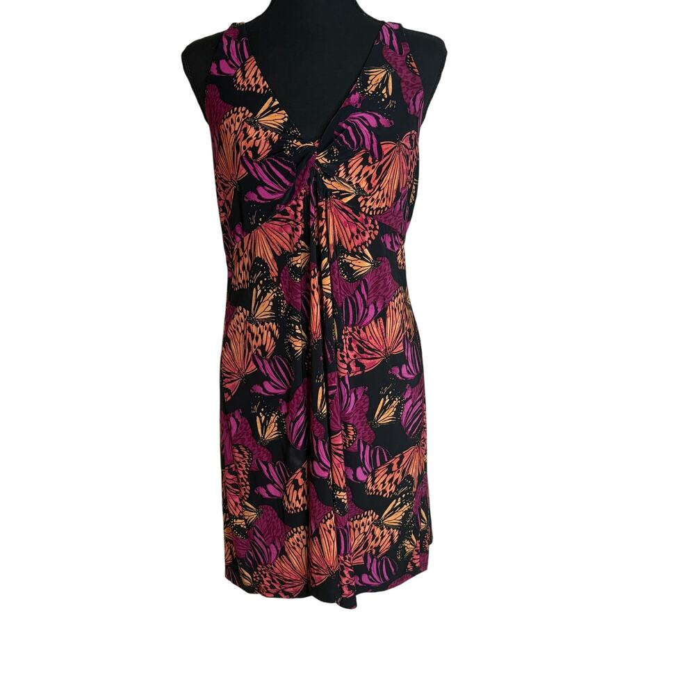 Mix It Butterfly Print Dress L Black Pink
